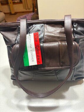 NWT Via Romano Leather Two Tone Tote